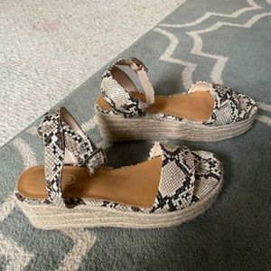 Ruby snake print wedge sandals